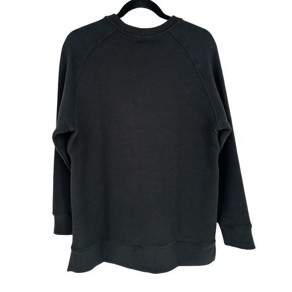 Varley Black Sweatshirt with Gold Zipper Accents Ribbed Fabric Crew Neck Size S - Picture 2 of 10